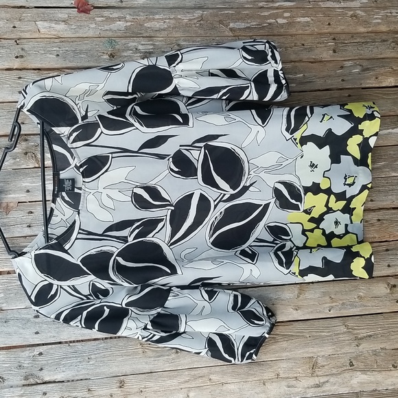 VINTAGE Y2K 90S BCBG MAXAZRIA MEDIUM FLORAL ART PRINT BLOUSE ROMANTIC SLEEVE - Picture 1 of 9